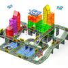 121PCS Magnetic Tiles Road Set with Pullback Cars. Magnet Tiles for Building Construction Toys with Ship, Airplane, Traffic Sign, STEM Magnetic Tiles for Kids Ages 4-8, Educational Gifts for Ages 3+ view 1