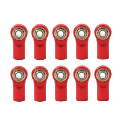 10Pcs Metal M4 20MM Aluminum Link Tie Rod End Ball Joint For 1/10 RC Car Crawler AXIAL SCX10 D90 D110 For Tamiya CC01 Racing(10pcs red)