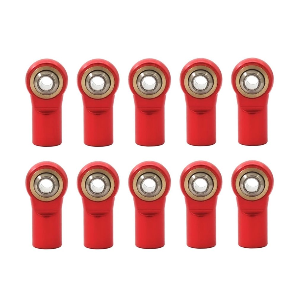 10Pcs Metal M4 20MM Aluminum Link Tie Rod End Ball Joint For 1/10 RC Car Crawler AXIAL SCX10 D90 D110 For Tamiya CC01 Racing(10pcs red)