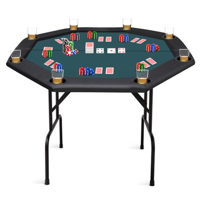ZivPlay Poker Table Foldable Texas Holdem Poker Table Portable with Folding Legs for Card Game and Casino Gambling 8 Player Octagon