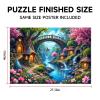 1000Pcs Wooden Jigsaw Puzzle Fantasy Fairy Tale Forest with Magical Tree Houses Pink Flowers Waterfall 19.69x27.56 Inch for Adults Kids Family Game Night Home Decor1 view 3