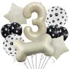 10pcs Dog Themed 3 Birthday Decor,30 Inch Bone Shaped Foil Balloons,White Number 3 Balloons Mylar Foil Balloons for Paw 3rd Birthday Decorations Dog 3rd Birthday Party Supplies Wedding Party Decor view 1