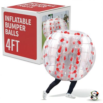 Houseables Human Hamster Ball, Zorb Ball, Bubble Soccer, Human Bubble, Inflatable Body Bumpers, for Adults and Kids, Sumo Bouncer, Whole Body Inside, Giant, Suit, Adult Sized, Knocker, Clear, 4FT, 1PK