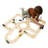 Wooden Toy Road Race Track Set Compatible with Toy Car Garage & Toddler Car Toys Road Race Car Track Playset for Kids Cars Toys Accessories Addition for Toy Parking Garage by EnjoyTheWood (Pink) view 1