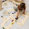 Wooden Toy Road Race Track Set Compatible with Toy Car Garage & Toddler Car Toys Road Race Car Track Playset for Kids Cars Toys Accessories Addition for Toy Parking Garage by EnjoyTheWood (Pink) view 4