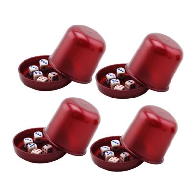 ERINGOGO 4 Sets Broken Resistant Thicken Dice Cups with Dices Pearl Color Ktv Bar Cheating Dice Box for Fun Games