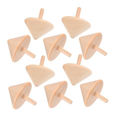Toyvian 10pcs Wooden Spinning Gyroscope DIY Craft Painting Tops for Educational Fun to Enhance Hand Eye Coordination Natural Wood Material Portable Play Anytime