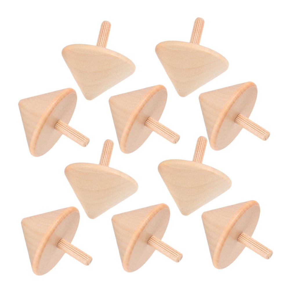 Toyvian 10pcs Wooden Spinning Gyroscope DIY Craft Painting Tops for Educational Fun to Enhance Hand Eye Coordination Natural Wood Material Portable Play Anytime