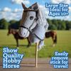 Playful Minds Large Hobby Horse for Kids and Adults  Show Quality with Rhinestone Studded Bridle, Removable Reins, and Long Mane  Plush Handmade Tournament Stick Horse, Grey view 3