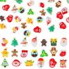 100 Pcs Mini Christmas Decorations Set, Miniature Resin Figurines Small Christmas Tree Santa Ornaments for Crafts Home Decor Micro Landscape Fairy Garden Accessories Xmas Gifts for Kids view 1