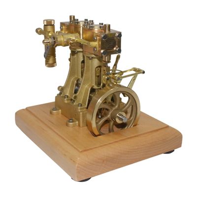 Kafoopolly 3.7CC Mini Steam Engine Model, Retro Vertical Double-Cylinder Reciprocating Double-Acting Steam Engine