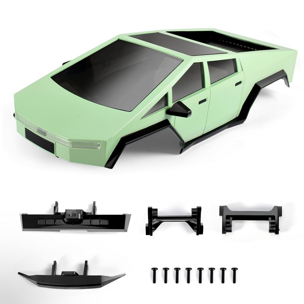 9imod RC Car Shell Pickup Hard Body Shell with Front Rear Bumpers for TRX4M Bronco Defender 1/18 RC Crawler Chassis (Olive Green)