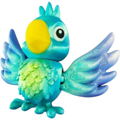 Articulated Parrot Figurine  Colorful Bird Desk Toy  3D Printed in Canada