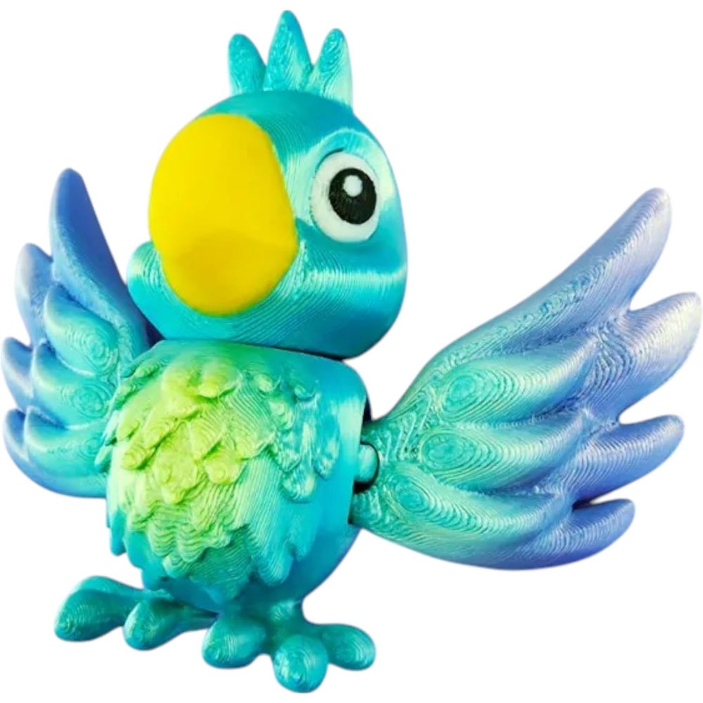 Articulated Parrot Figurine Colorful Bird Desk Toy 3D Printed in Canada