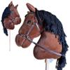 Playful Minds Large Hobby Horse for Kids and Adults  Show Quality with Rhinestone Studded Bridle, Removable Reins, and Long Mane  Plush Handmade Tournament Stick Horse (Bay (Brown)) view 1