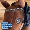 Playful Minds Large Hobby Horse for Kids and Adults  Show Quality with Rhinestone Studded Bridle, Removable Reins, and Long Mane  Plush Handmade Tournament Stick Horse (Bay (Brown)) view 4