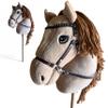 Playful Minds Large Hobby Horse for Kids and Adults  Show Quality with Rhinestone Studded Bridle, Removable Reins, and Long Mane  Plush Handmade Tournament Stick Horse, Palomino view 1
