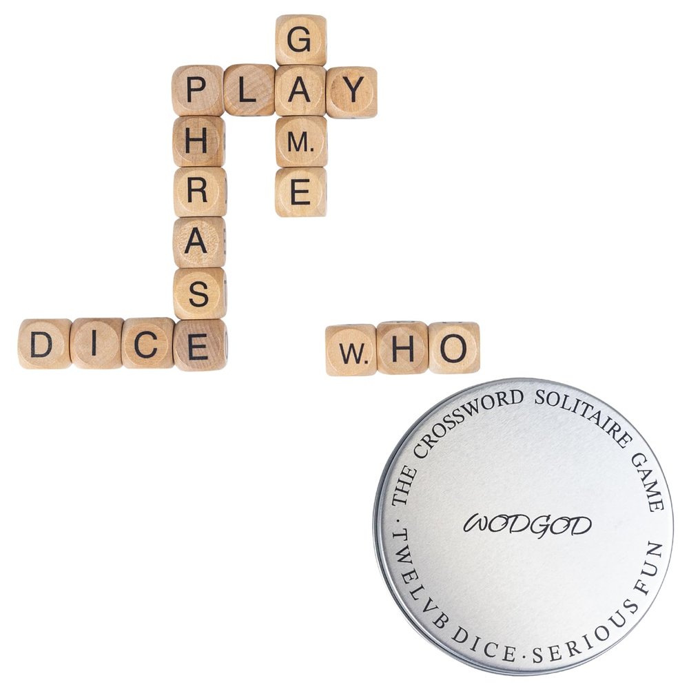 WodGod Crossword Dice Challenge Set for Adults  18 Wooden Letter Dice with Enhanced Vowel Distribution for Multiplayer Games & Vocabulary Building