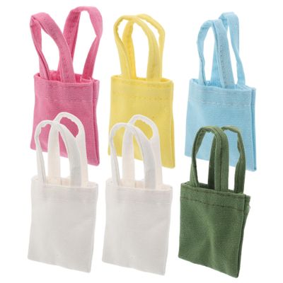 ERINGOGO 6pcs Dolls Canvas Tote Bag: 1:6 Scale Dollhouse Miniature Handbag - Doll Shoulder Bag for Photography Props Collectibles