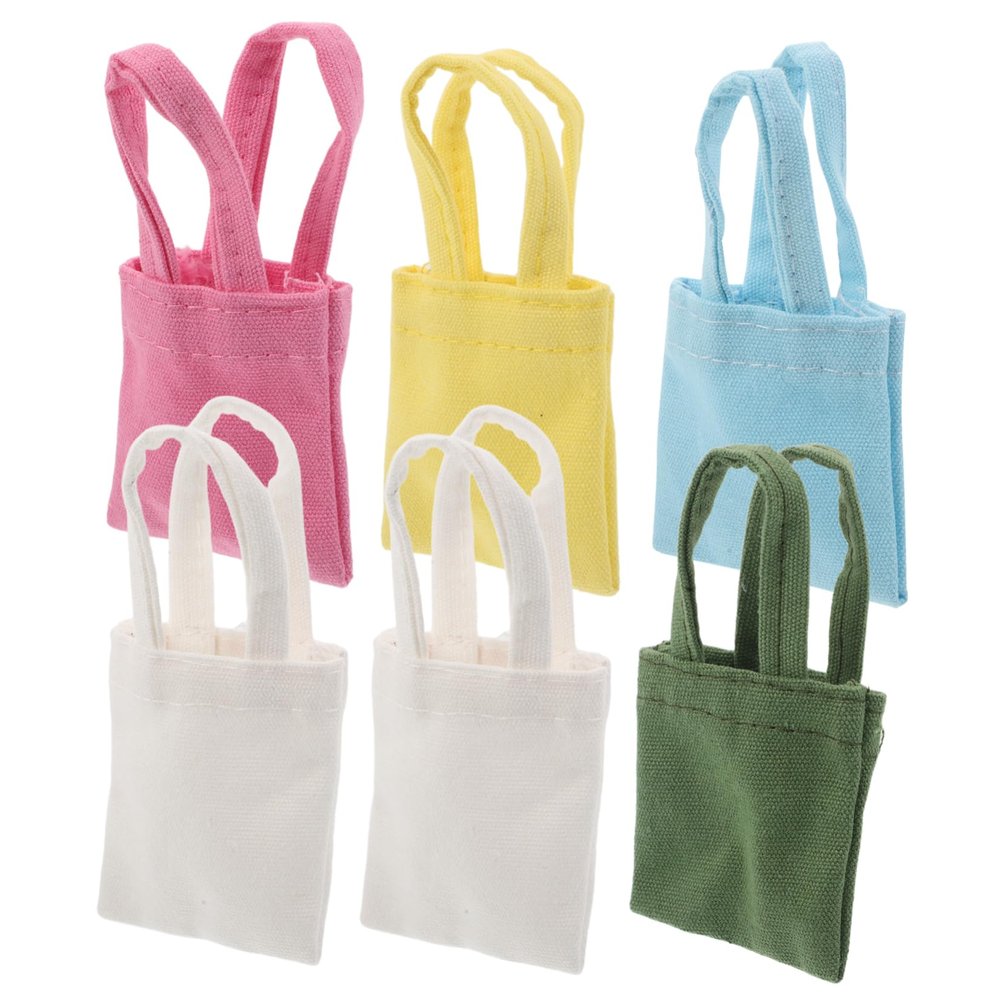 ERINGOGO 6pcs Dolls Canvas Tote Bag: 1:6 Scale Dollhouse Miniature Handbag - Doll Shoulder Bag for Photography Props Collectibles