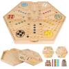20 inch Wahoo Board Game,2 in 1 Marble Board Game with Storage Function,Wooden Fast Track Game Suitable for 4 or 6 Players,with 36 Glass Marbles,8 Dice,Storage Bag and Instruction Manual view 1
