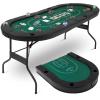 FAHKNS 8 Player Poker Table Foldable, 72 Inch Texas Holdem Casino Table with Padded Rails and 8 Cup Holders, Portable Folding Game Table for Texas Holdem Blackjack Board Games view 1