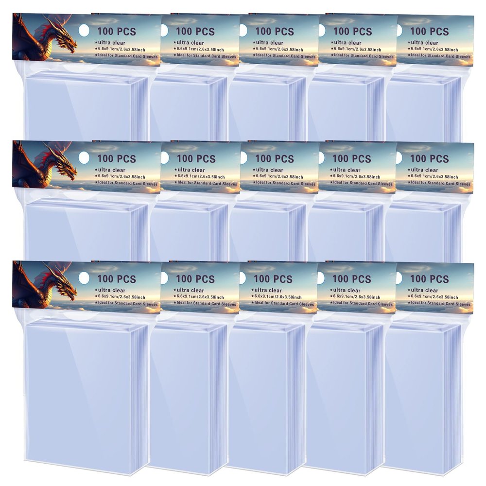 1500 Counts Soft Clear Perfect Fit Card Sleeves for Trading Cards, Exact Fit Protector for TCG,MTG,Sports (Basketball, Baseball, Football) and Collectible Cards,Plastic Penny Sleeves (1500)
