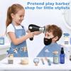 Barber Shop Pretend Play Set, Kids Shaving Kit Wooden Hair Salon Toys for Boys with Wearable Beard, Electric Shaver, Blow Dryer, Tool Bag, Toddler Role Play Barber Accessories for Boys & Girls Gifts view 3