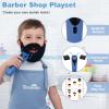 Barber Shop Pretend Play Set, Kids Shaving Kit Wooden Hair Salon Toys for Boys with Wearable Beard, Electric Shaver, Blow Dryer, Tool Bag, Toddler Role Play Barber Accessories for Boys & Girls Gifts view 4