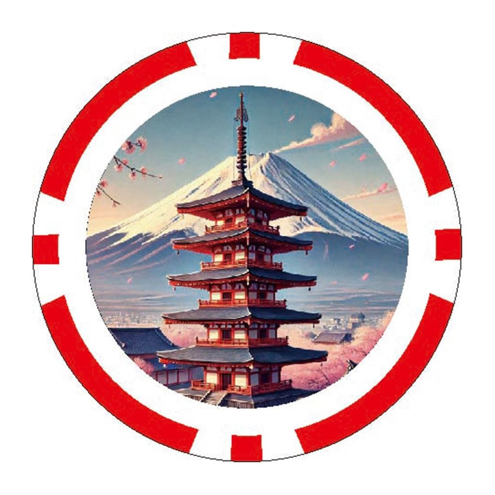 Golf it!(! ) LITE Poker Chip Japanese Landscape Fuji and Five Storied Pagoda X-842 (010)