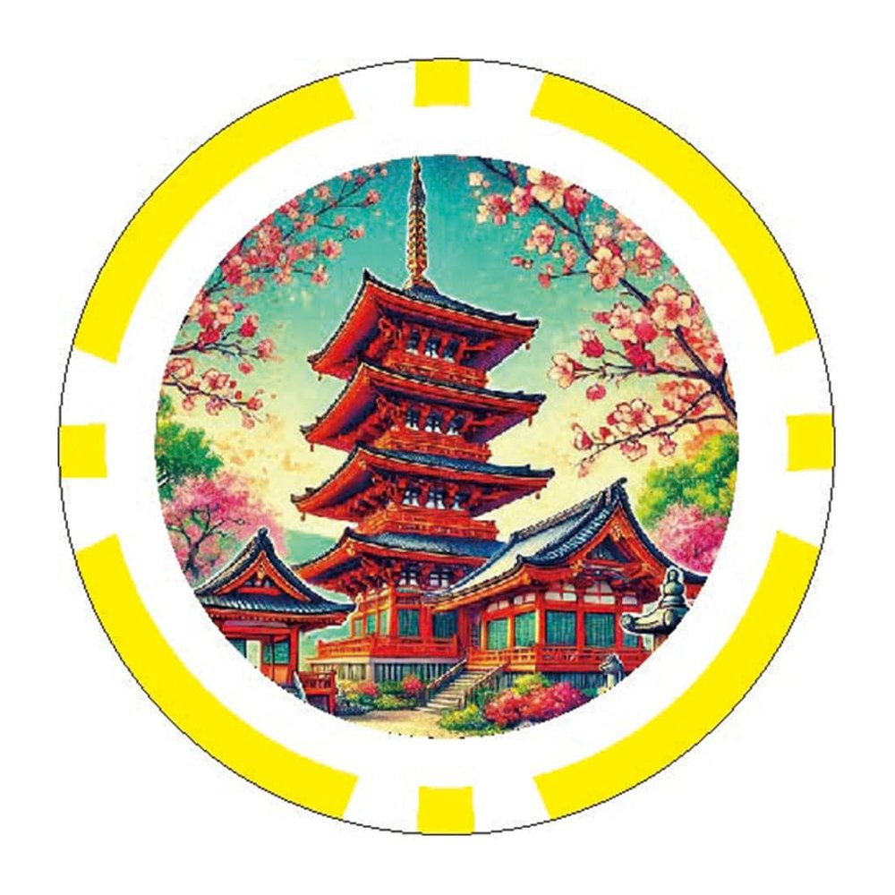 Golf it!(! ) Light X-842 (040) Poker Chip Japanese Landscape Five Storied Pagoda