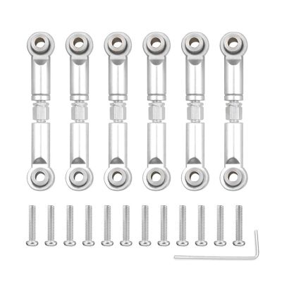 RC Car Parts Accessories for Wltoys A959 A959-B A949 A969 A979 K929 1/18 RC Upgrades Parts Metal Front Rear Tie Rod Linkage Servo Link Rod Set Modification(White)