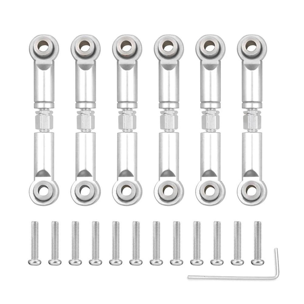 RC Car Parts Accessories for Wltoys A959 A959-B A949 A969 A979 K929 1/18 RC Upgrades Parts Metal Front Rear Tie Rod Linkage Servo Link Rod Set Modification(White)
