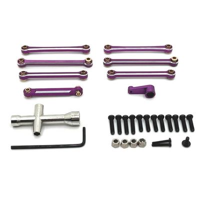 BritBolt 144001 144010 124007 124008 124016 124017 124018 124019 Metal Tie Rod Linkage Link Rod Servo Arm Replacement Parts Compatible with RC Car(Purple)