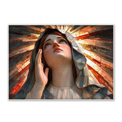 1000-piece Broken Stained Glass - Reverie of The Virgin Adult Wooden Puzzle, Intellectual Challenge, Stress-Relieving Puzzle, Relaxing Family Activity, Decoration, Size: 29.5 x 19.7 in