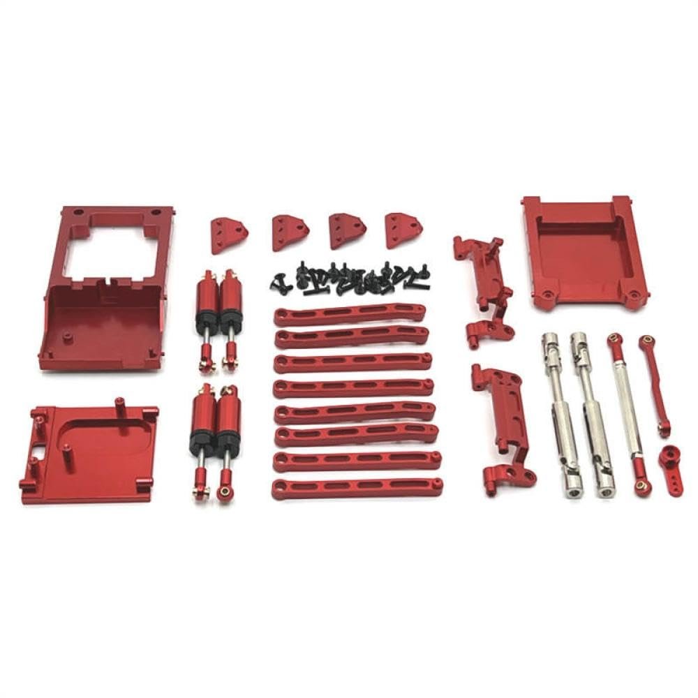 BritBolt MN168 MN78 Link Rod Pull Rod Mount Oil Shock Absorber Drive Shaft Beam Upgrade Parts Compatible with 1 12 Scale RC Car Metal Chassis Accessories Compatible with Various Models(Red)