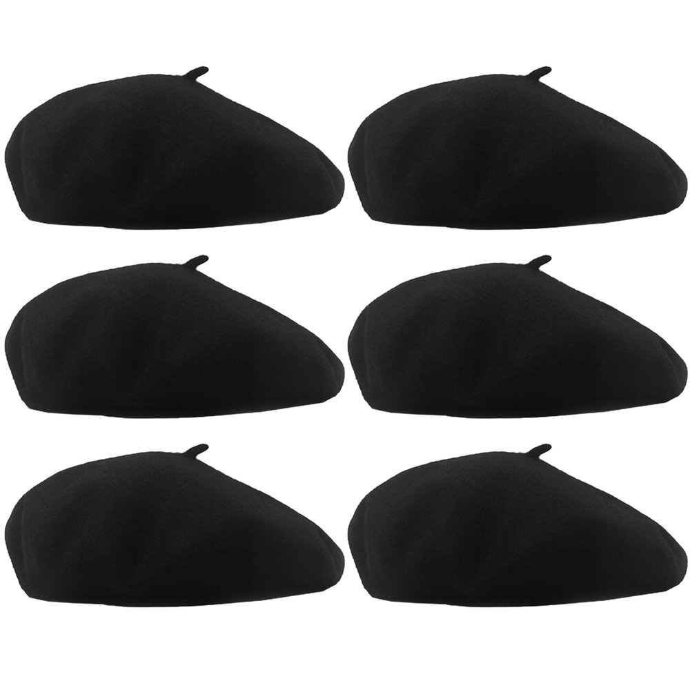 6 Pack Kids Beret Hat French Berets Paris Hats for Girls Romantic French Themed Fancy Dress Party Supplies (Color Set 1)