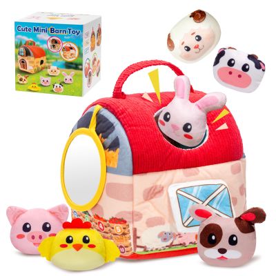 PADONISE Baby Toys 6-12 Months, Montessori Sensory Newborn Toys, Stuffed Farm Animals with Rattle, Mirror, Crinkle Paper, Gift for 6-12 12-18 Months 1-3 Year Old Toddlers Boys Halloween Girls