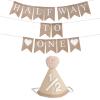 6 Months Beige Half Birthday Decorations With Half Way To One Banner And 1/2 Bir-thday Hat For Six Months Ha-Lf Year BD Decor-ations Boy Girls view 1