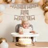 6 Months Beige Half Birthday Decorations With Half Way To One Banner And 1/2 Bir-thday Hat For Six Months Ha-Lf Year BD Decor-ations Boy Girls view 3