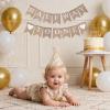 6 Months Beige Half Birthday Decorations With Half Way To One Banner And 1/2 Bir-thday Hat For Six Months Ha-Lf Year BD Decor-ations Boy Girls view 4