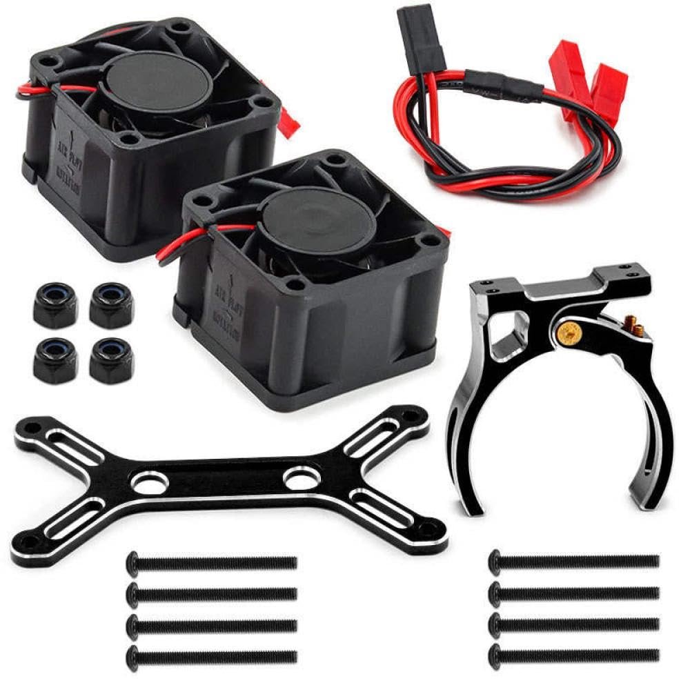 BritBolt Dual Cooling Fan 4985 1717 Motor Heat Sink Compatible with 1 5 Scale RC Cars 6S 8S Upgrade Parts Compatible with Outcast Style Models(Blue)