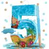 Blue Sea Number 5 Pinata, 16 Inch Hawaii Beach Theme Piata for 5th Birthday Party Decorations with Stick, Blindfold and Confetti (Blue Sea 5 Pinata) view 1