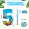 Blue Sea Number 5 Pinata, 16 Inch Hawaii Beach Theme Piata for 5th Birthday Party Decorations with Stick, Blindfold and Confetti (Blue Sea 5 Pinata) view 2