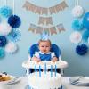 6 Months Blue Half Birthday Decorations, Birthday Decorations With 1/2 Boy Hat And Pre-strung Half Way To One Banner For 1/2 Birth-day Boy Decor view 2