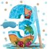 Blue Sea Number 3 Pinata, 16 Inch Hawaii Beach Theme Piata for 3rd Birthday Party Decorations with Stick, Blindfold and Confetti (Blue Sea 3 Pinata) view 1