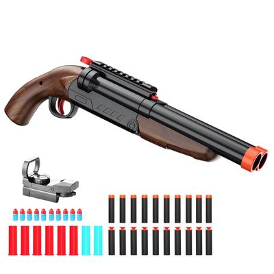 Toy Shotgun Double-Barreled Toy Foam Blaster with Sight and Foam Bullets, Shell Ejecting Design, Two Shooting Modes