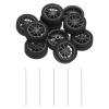 MECCANIXITY 10pcs Toy Car Tires 32mm OD, 10.5mm Thick, RC Model Car Wheels with 2mm OD x 100mm Long Shaft Round Rod Axles for DIY RC Car Truck Boat Helicopter Model, Silver Grey view 1