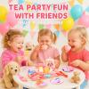 Lajeje Dog Toys for Kids  Plastic Tea Party Set for Toddlers & Little Girls Ages 3-8, Puppy-Themed Pretend Play Kitchen Toy with Teapot, Cups, Saucers, Desserts & Tray | Birthday Gift Idea view 2