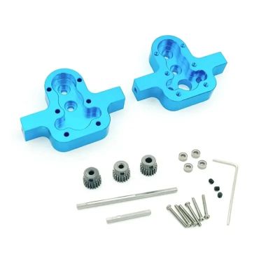 1 Set Transmission Cover Gear Parts Metal 370 RC Car Upgrade Parts For MN D90 D91 99 99s For WPL B14 B24 C14 C24 C34(Blue)